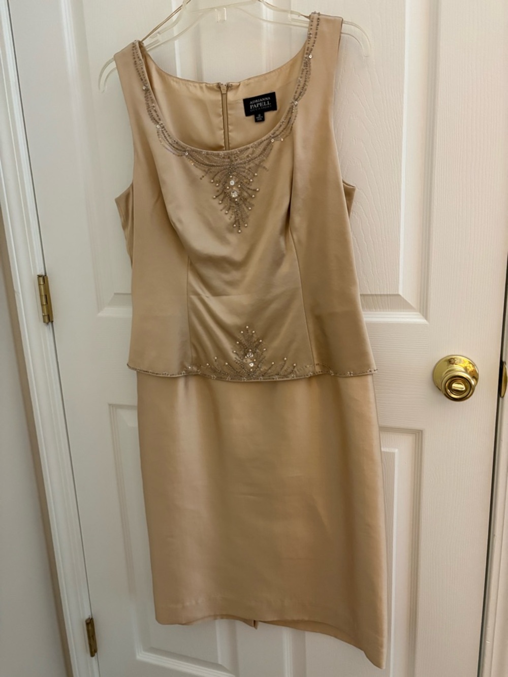 ADRIANNA PAPELL Shift Dress w/ Matching Jacket Champagne Gold sz 12 - Picture 3 of 13